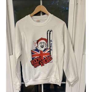 Eddie The Eagle Rare Vintage Sweatshirt 1988 Calgary‎ Olympics Sz Large Go Eddy